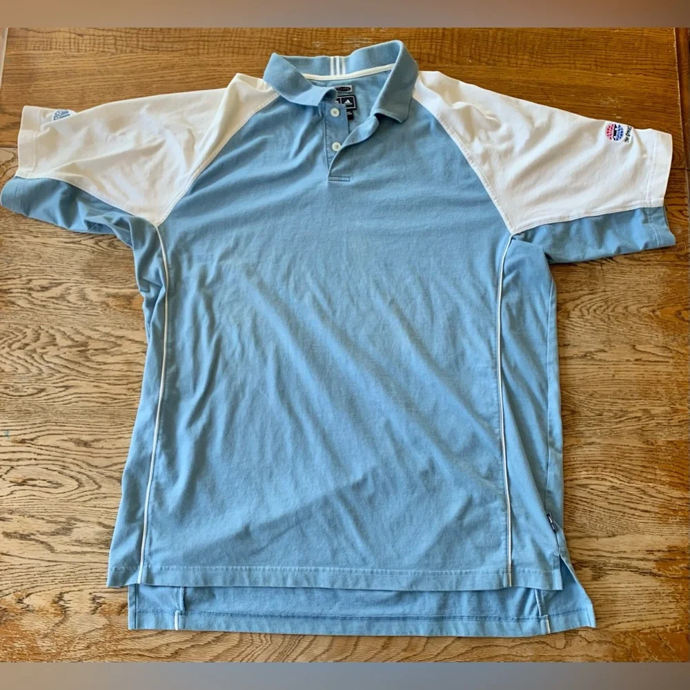 Adidas Climalite Polo Shirt L Texas Motor Speedway Golf Blue/white